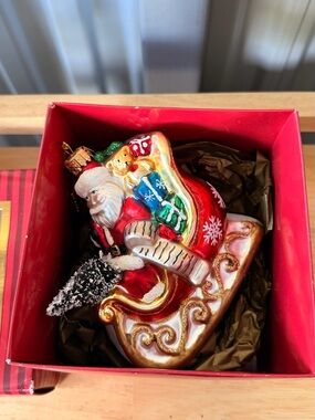 Vintage Waterford Holiday Heirlooms Santa Sleigh Christmas Ornament Original Box